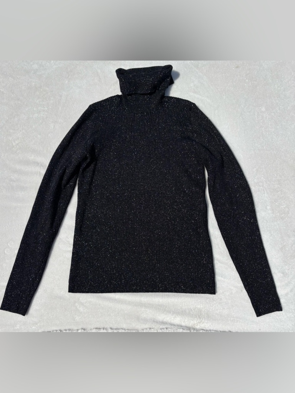 Copper Key Metallic Black Turtleneck